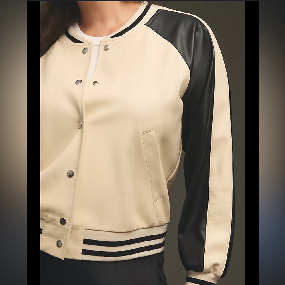 By Anthropologie - Black and Cream Varsity Jacket XS